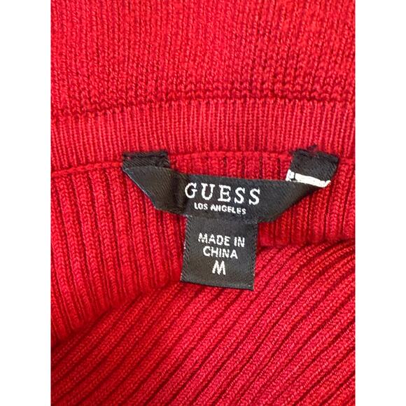 Guess Longsleeve Beatrice Off The Shoulder Sweater in Red - Picture 3 of 3